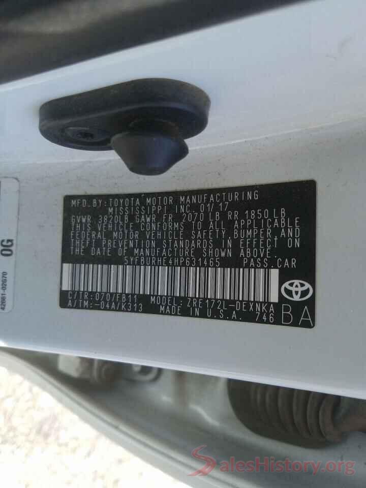 5YFBURHE4HP631465 2017 TOYOTA COROLLA