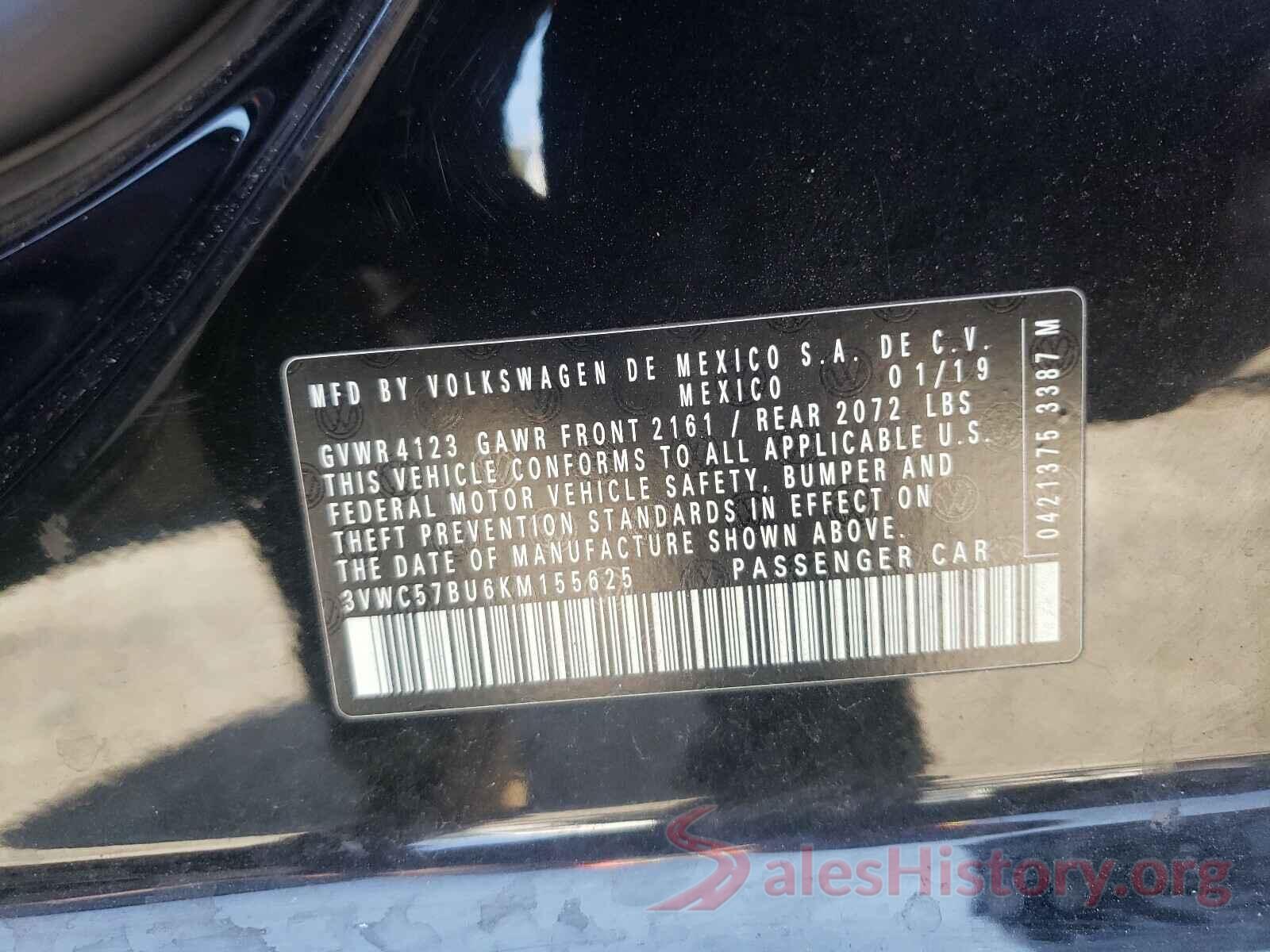 3VWC57BU6KM155625 2019 VOLKSWAGEN JETTA