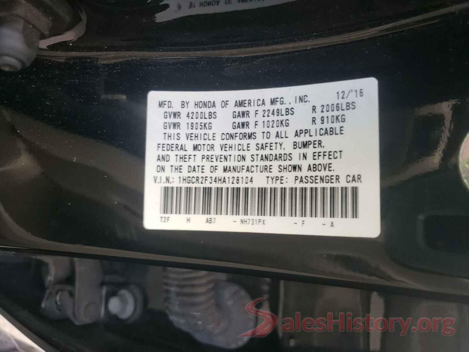 1HGCR2F34HA128104 2017 HONDA ACCORD