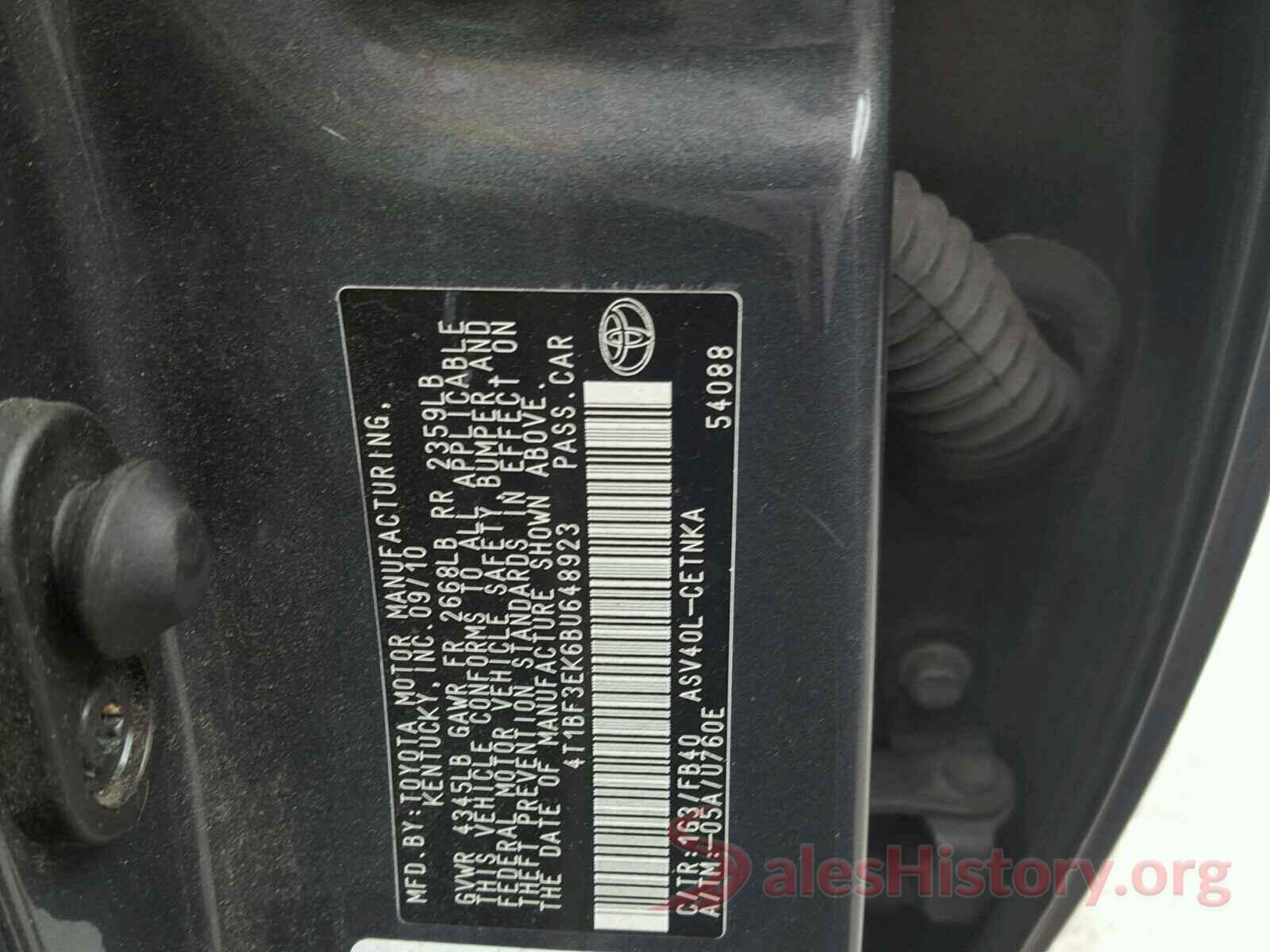 4T1BF3EK6BU648923 2011 TOYOTA CAMRY BASE