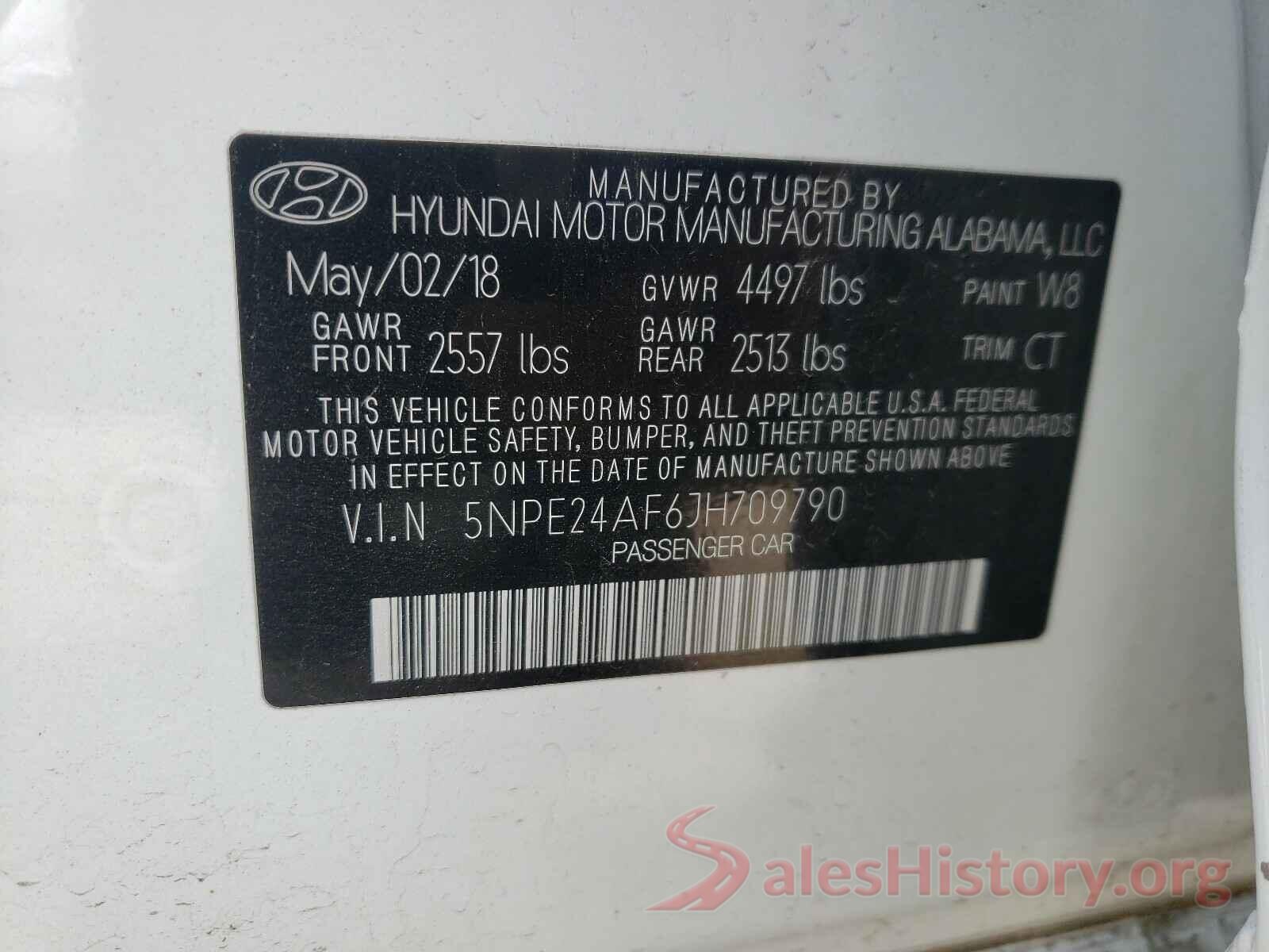 5NPE24AF6JH709790 2018 HYUNDAI SONATA