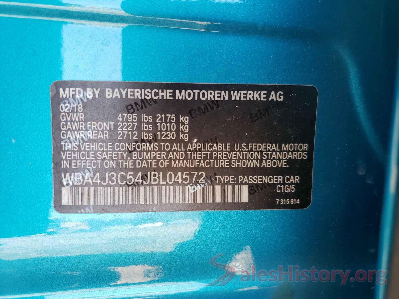 WBA4J3C54JBL04572 2018 BMW 4 SERIES