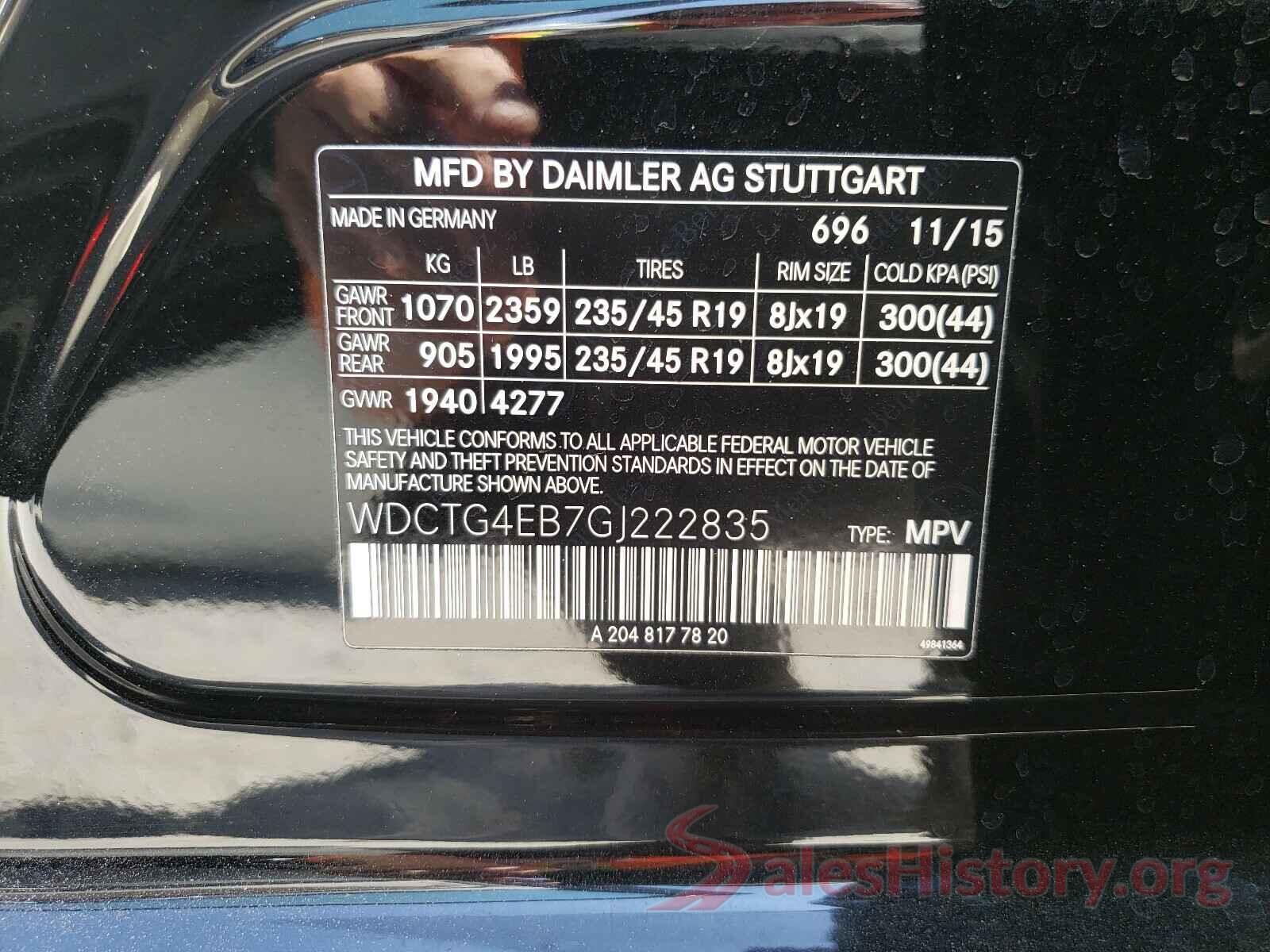 WDCTG4EB7GJ222835 2016 MERCEDES-BENZ G CLASS