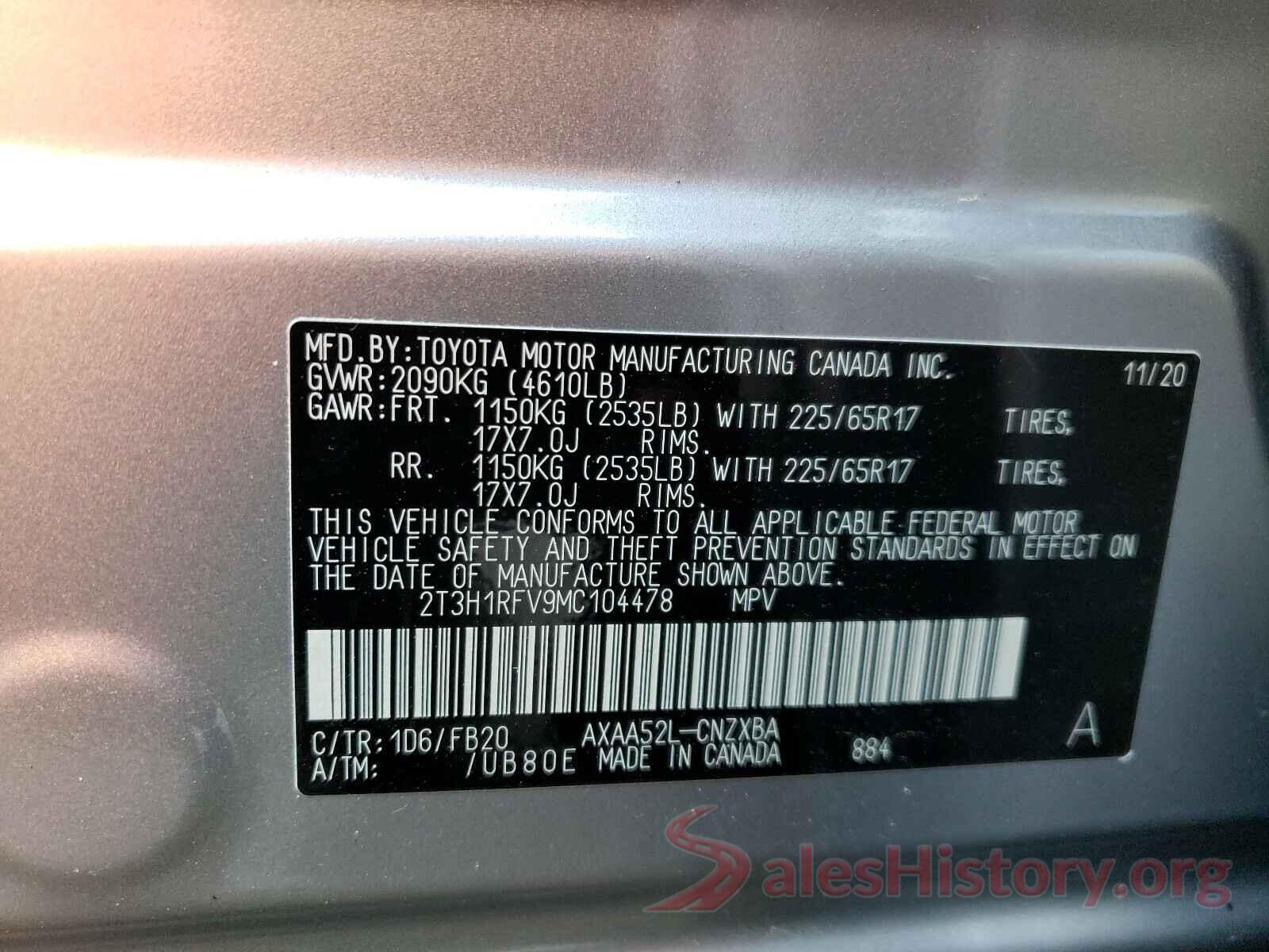 2T3H1RFV9MC104478 2021 TOYOTA RAV4