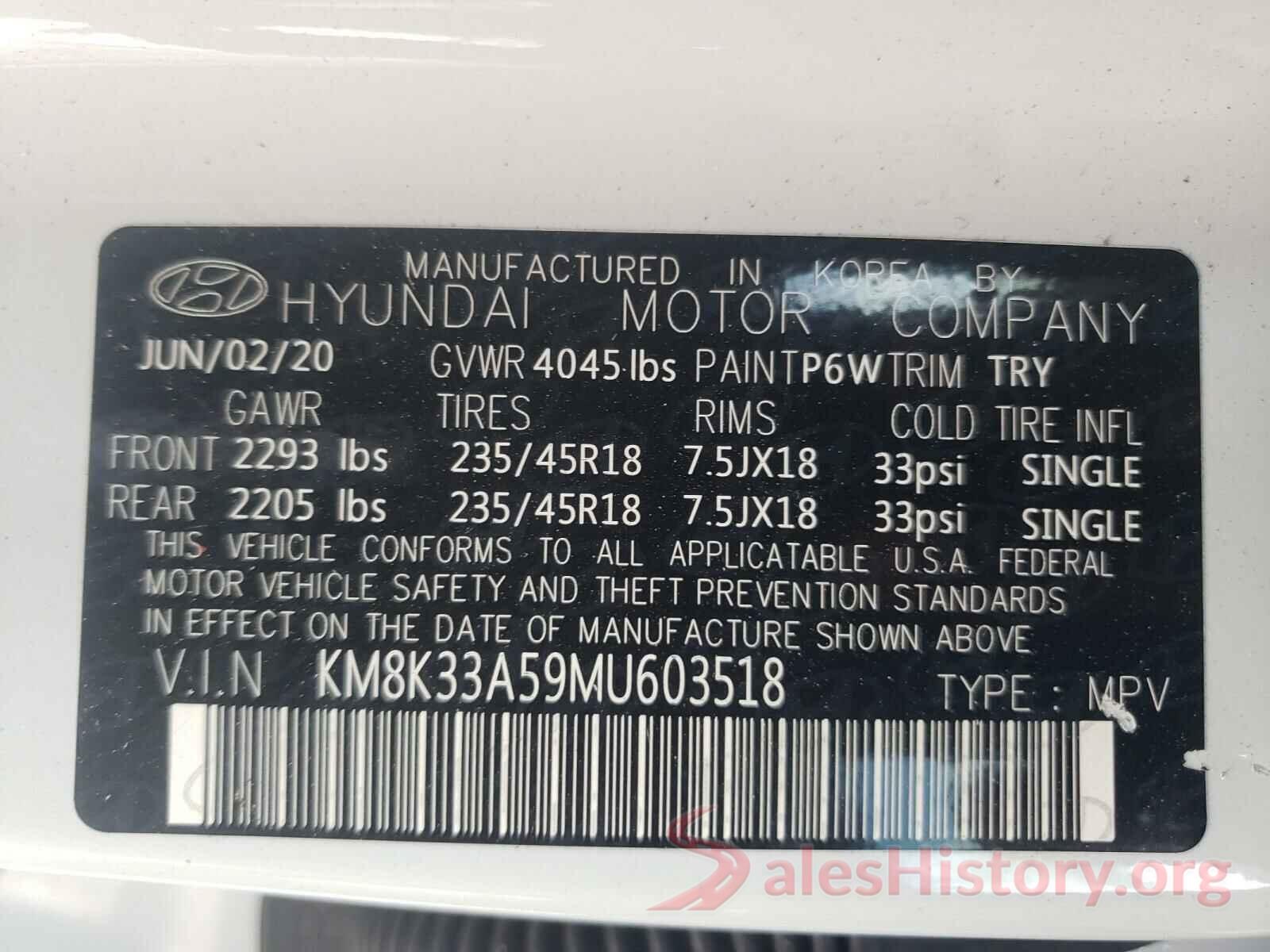 KM8K33A59MU603518 2021 HYUNDAI KONA