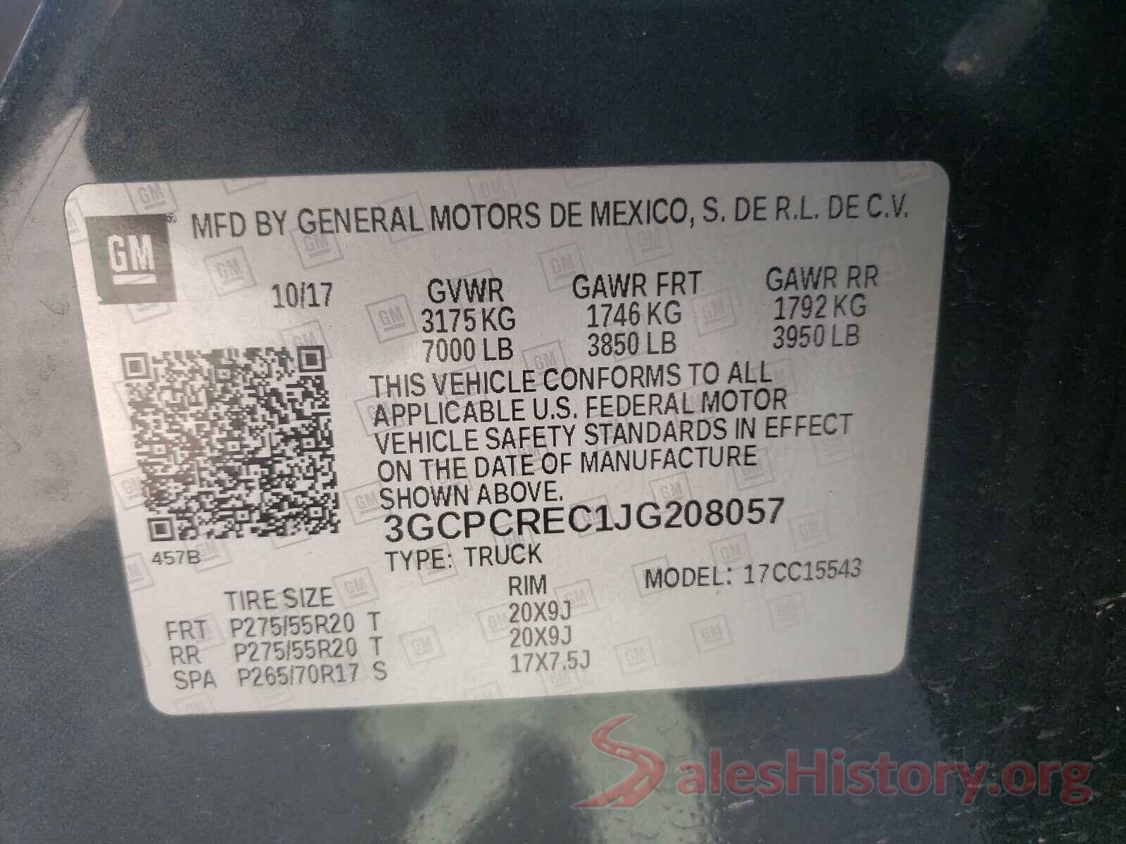 3GCPCREC1JG208057 2018 CHEVROLET SILVERADO