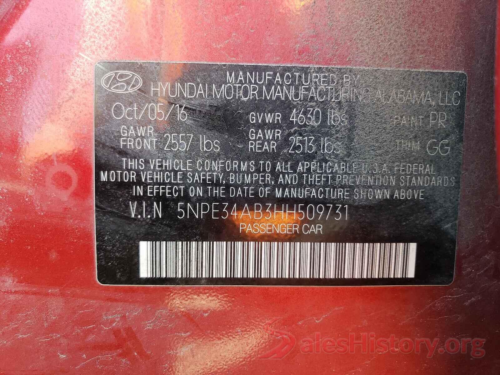 5NPE34AB3HH509731 2017 HYUNDAI SONATA