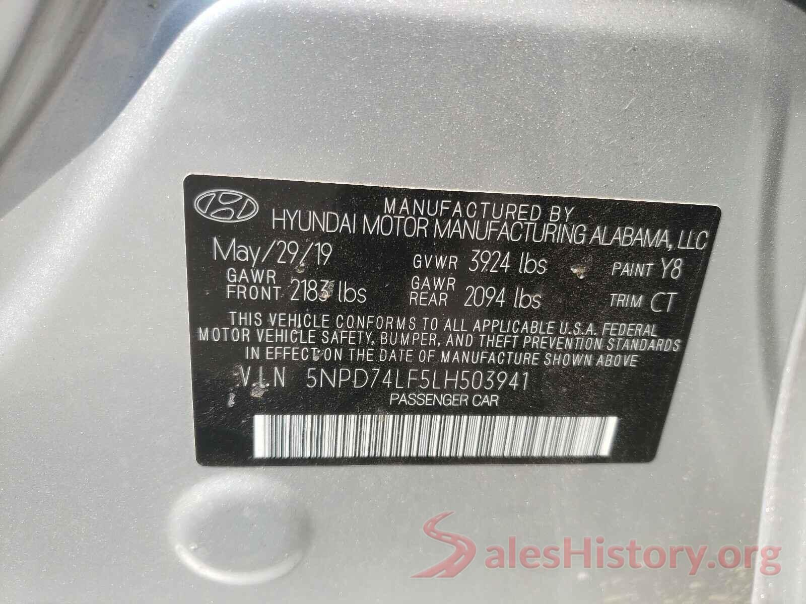 5NPD74LF5LH503941 2020 HYUNDAI ELANTRA