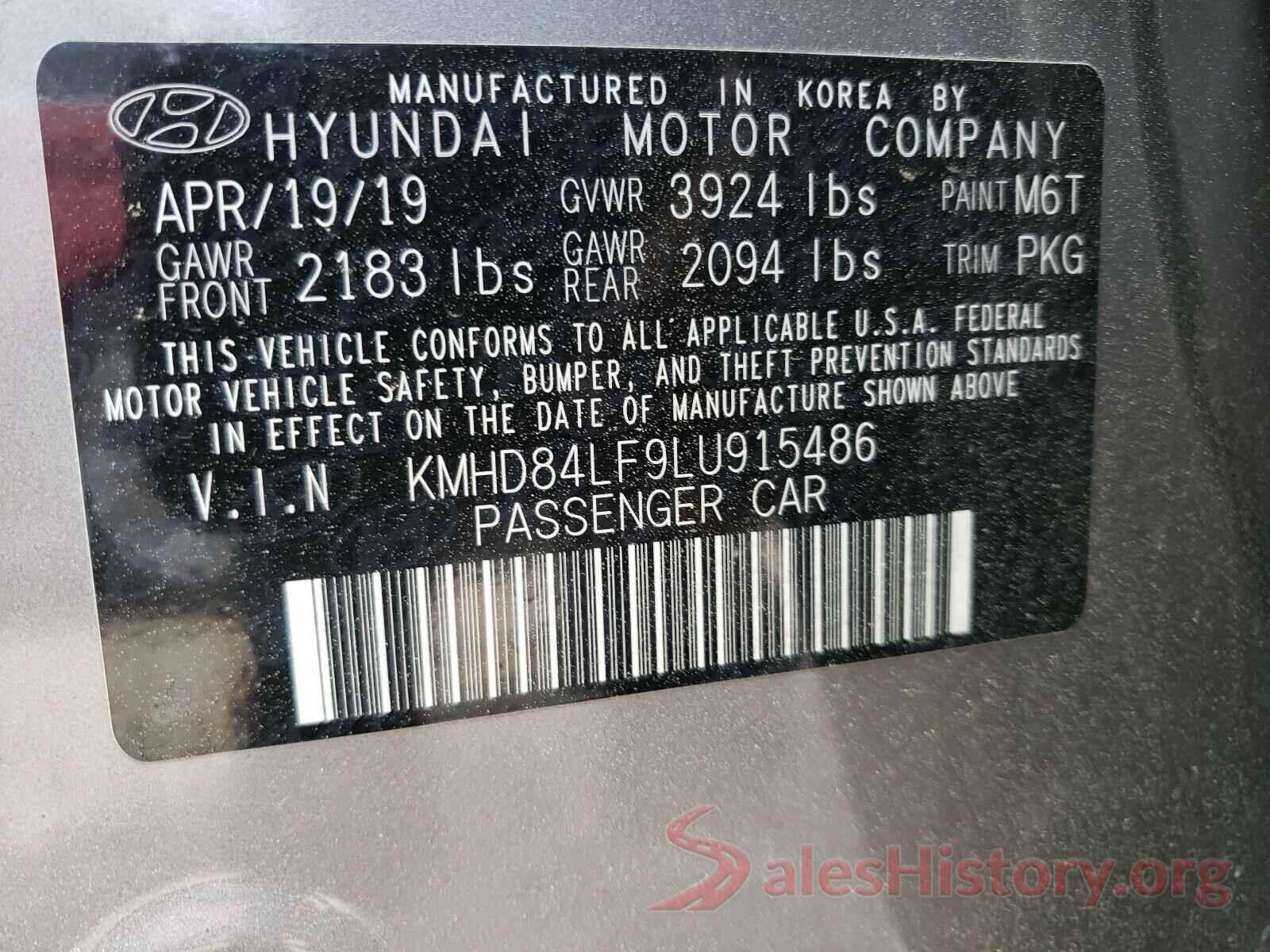 KMHD84LF9LU915486 2020 HYUNDAI ELANTRA