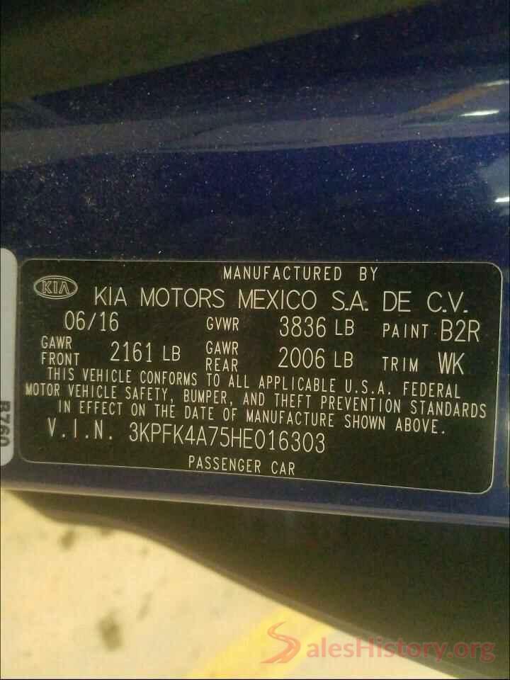 3KPFK4A75HE016303 2017 KIA FORTE