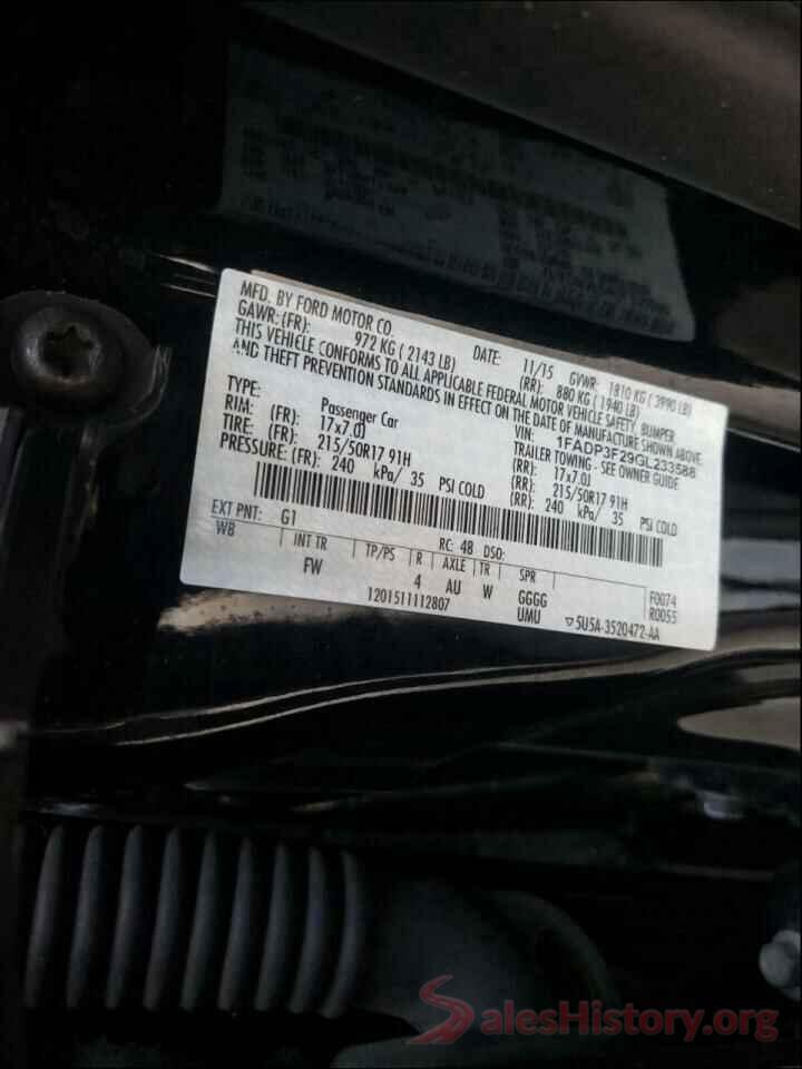 1FADP3F29GL233588 2016 FORD FOCUS