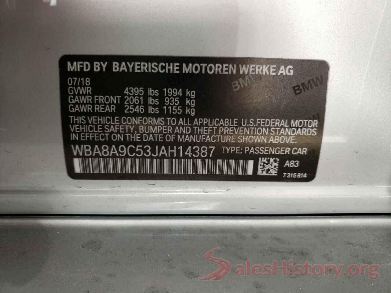 WBA8A9C53JAH14387 2018 BMW 3 SERIES