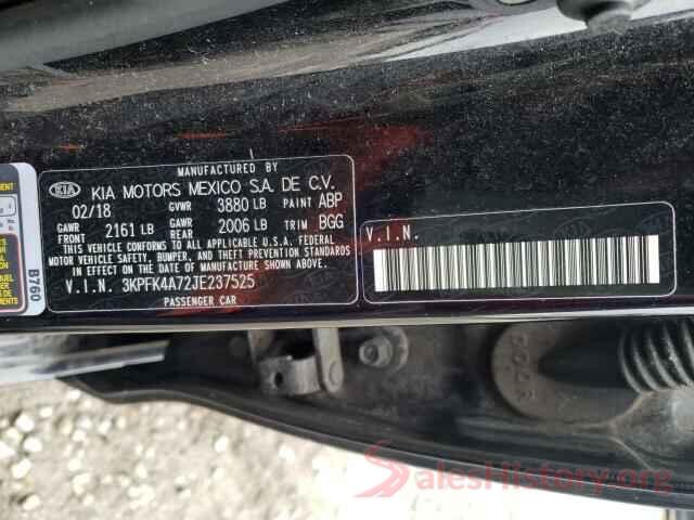 3KPFK4A72JE237525 2018 KIA FORTE