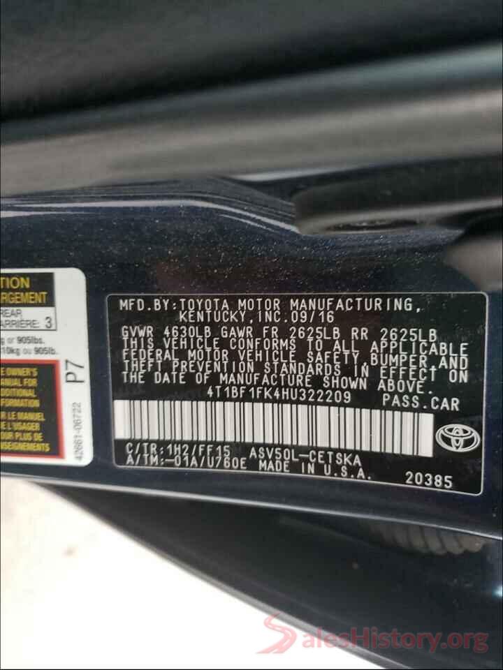 4T1BF1FK4HU322209 2017 TOYOTA CAMRY