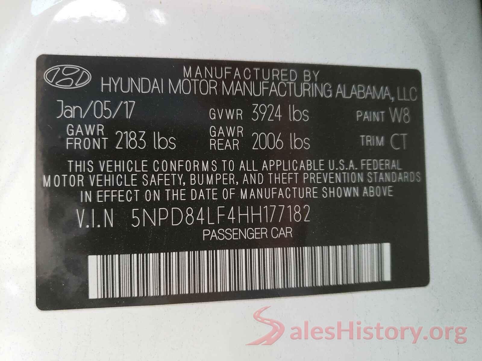 5NPD84LF4HH177182 2017 HYUNDAI ELANTRA