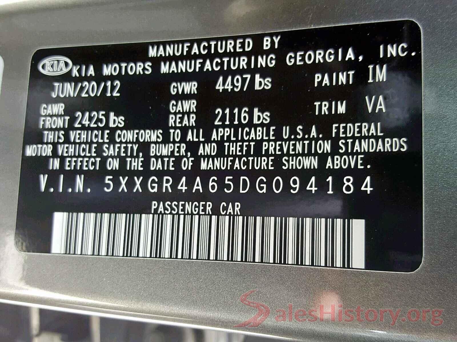 5XXGR4A65DG094184 2013 KIA OPTIMA SX