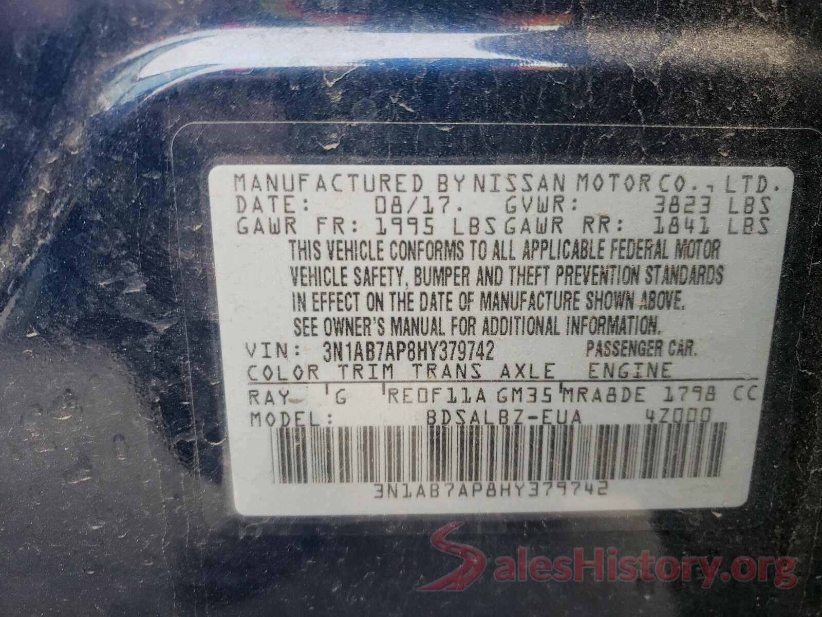 3N1AB7AP8HY379742 2017 NISSAN SENTRA