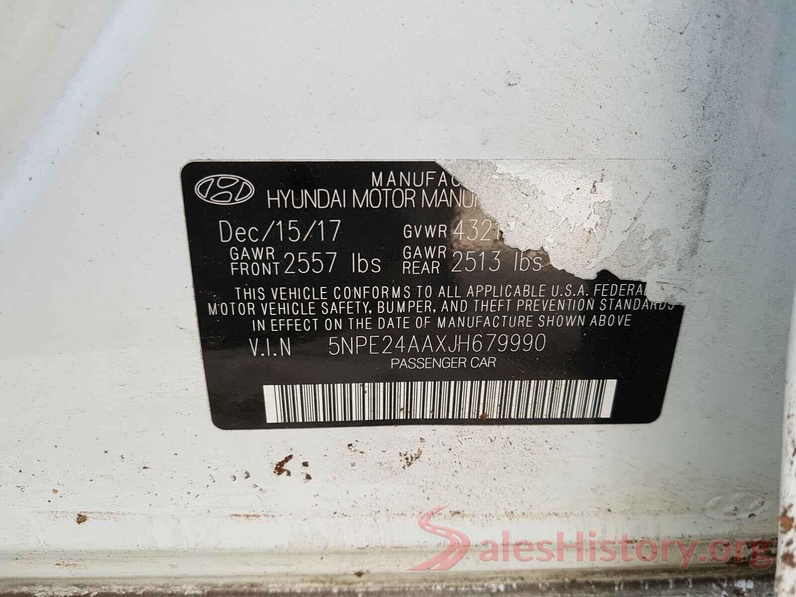 5NPE24AAXJH679990 2018 HYUNDAI SONATA