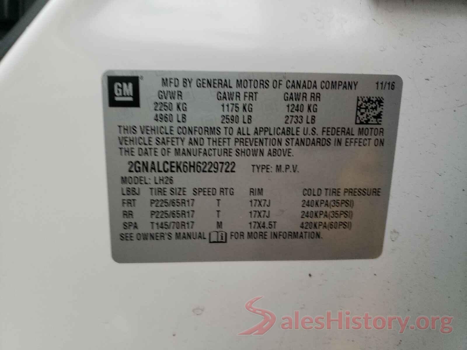 2GNALCEK6H6229722 2017 CHEVROLET EQUINOX