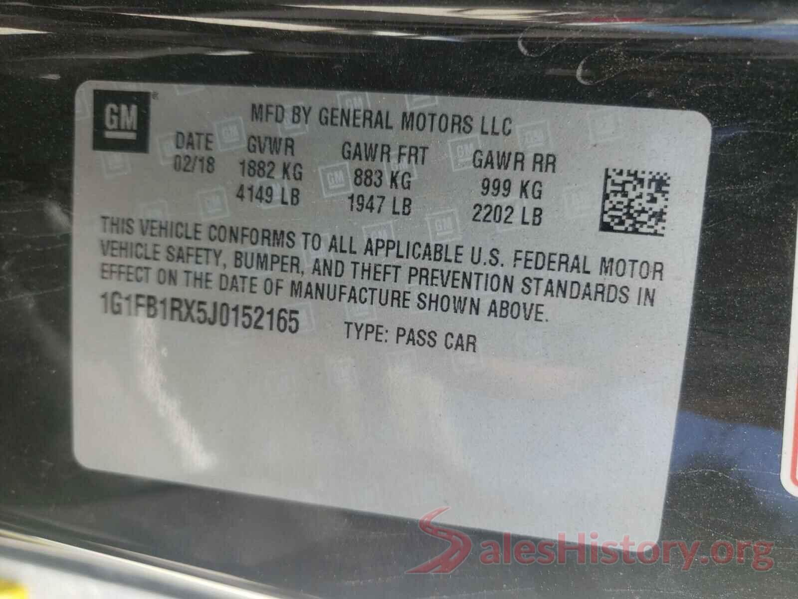 1G1FB1RX5J0152165 2018 CHEVROLET CAMARO