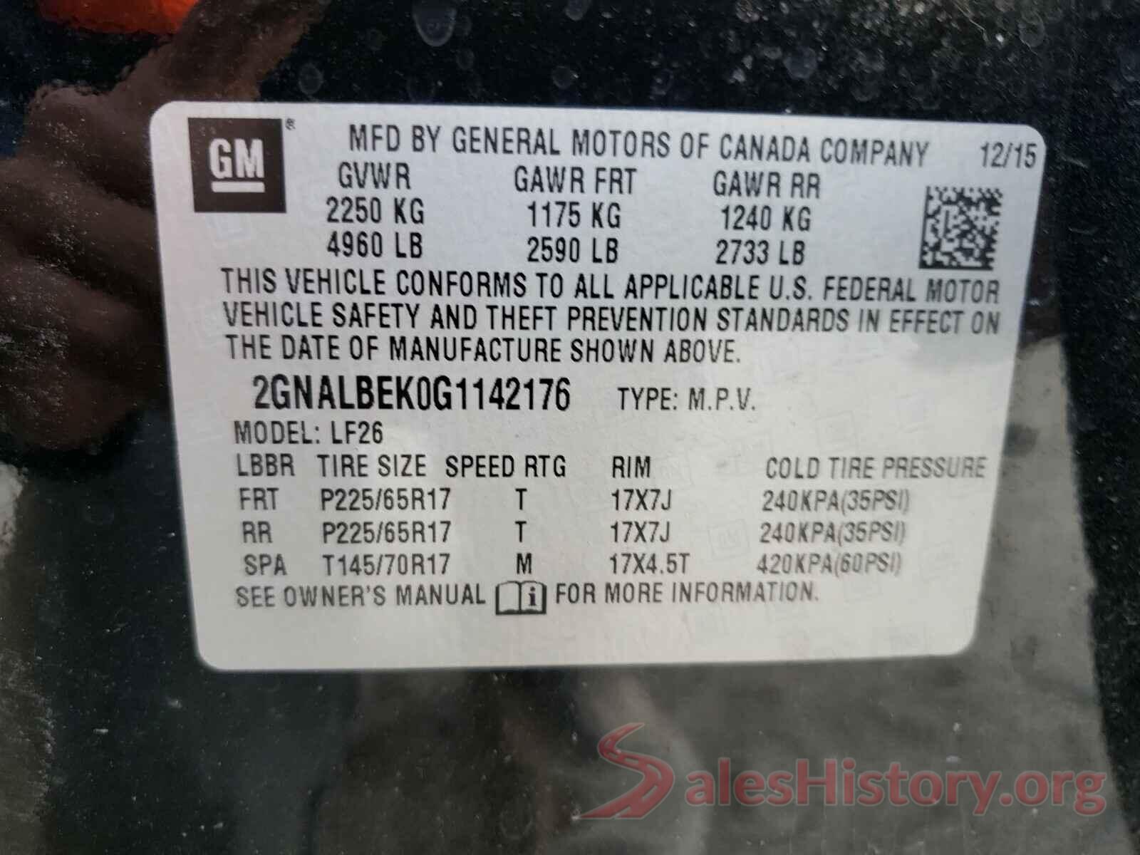 2GNALBEK0G1142176 2016 CHEVROLET EQUINOX