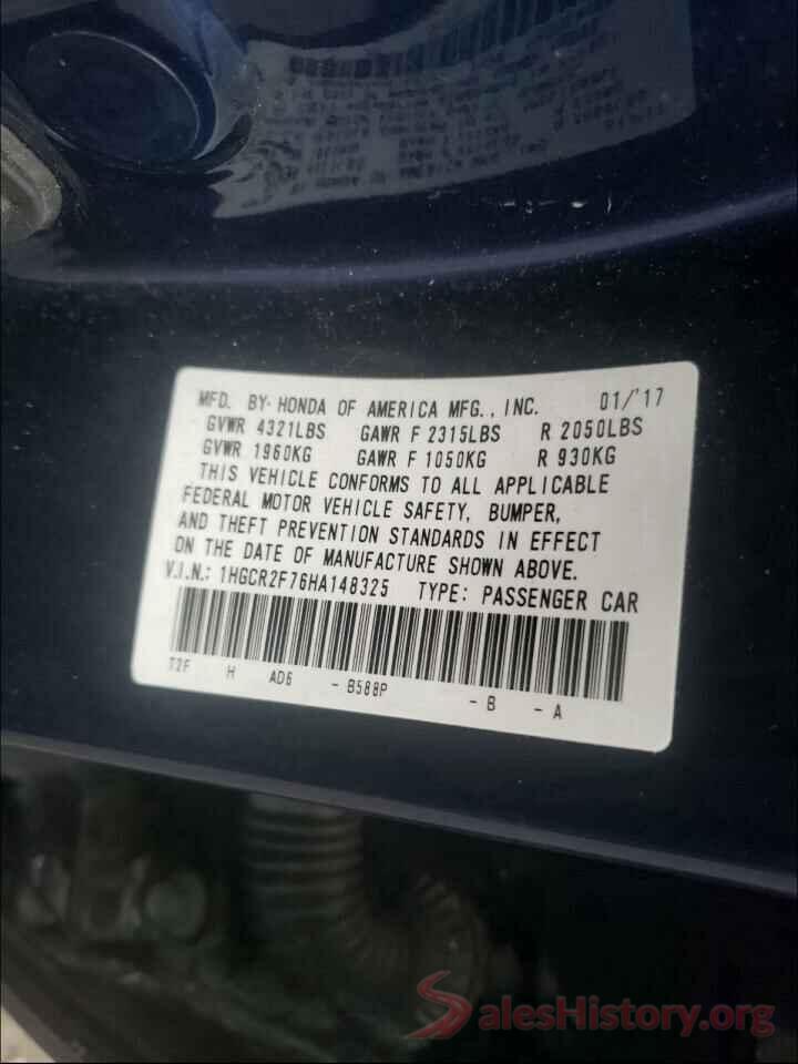 1HGCR2F76HA148325 2017 HONDA ACCORD