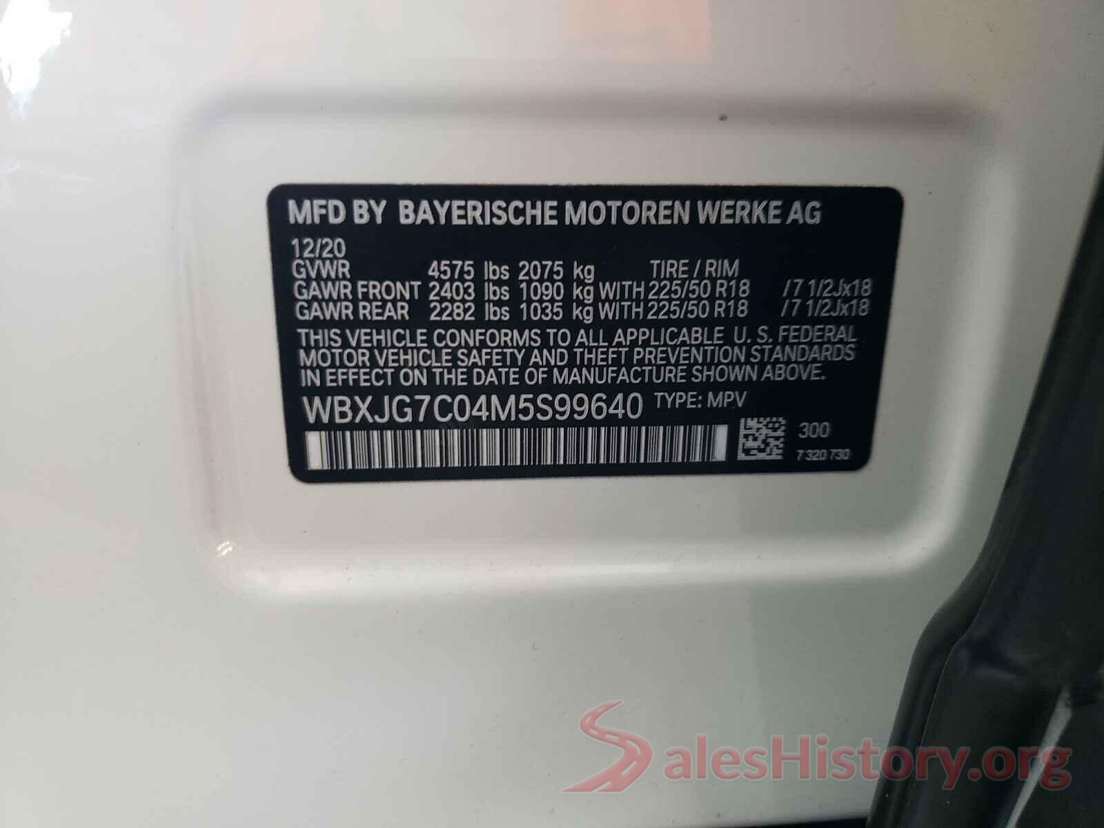 WBXJG7C04M5S99640 2021 BMW X1