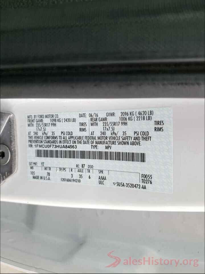 1FMCU0F73HUA84563 2017 FORD ESCAPE