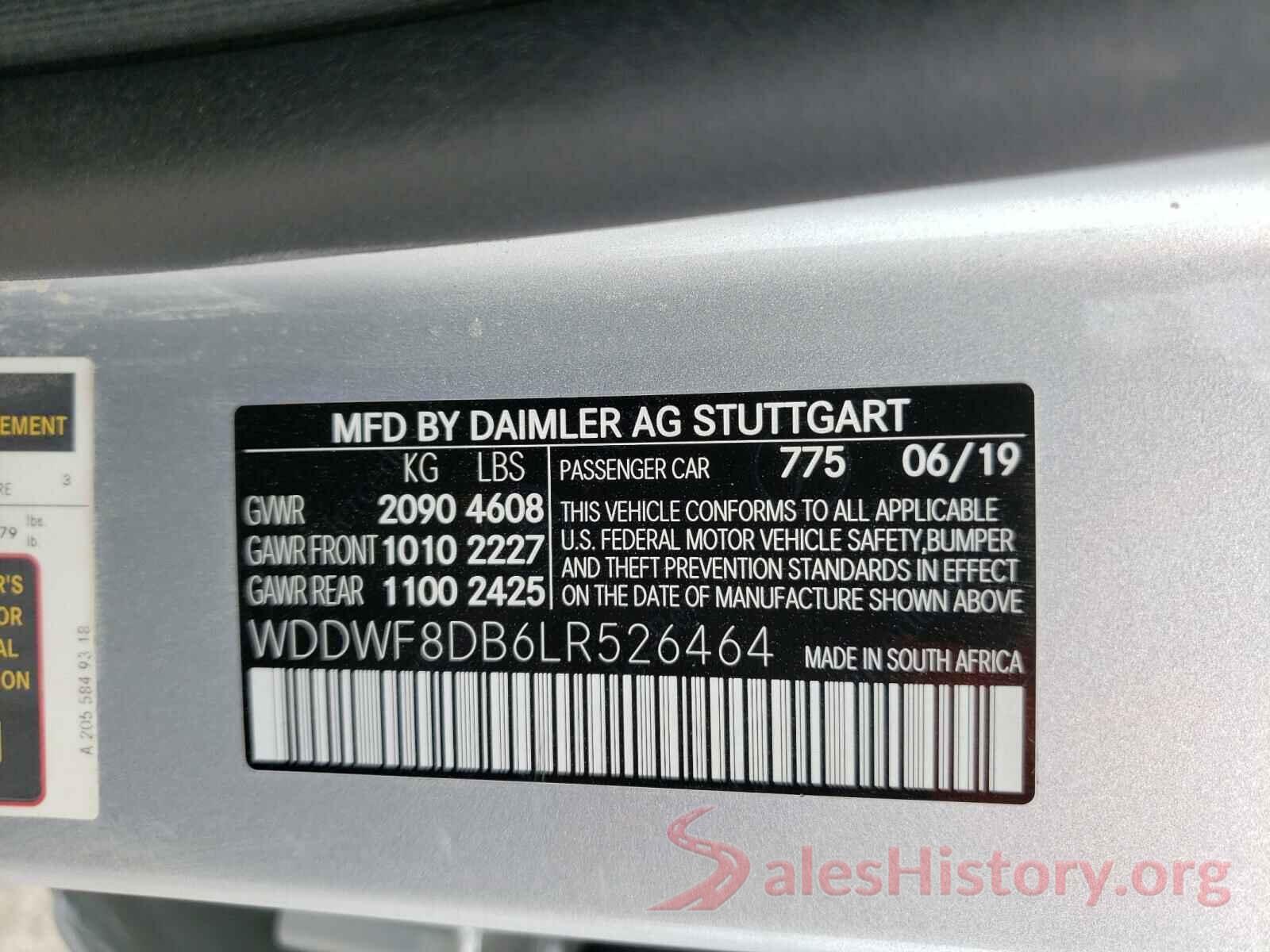 WDDWF8DB6LR526464 2020 MERCEDES-BENZ C CLASS