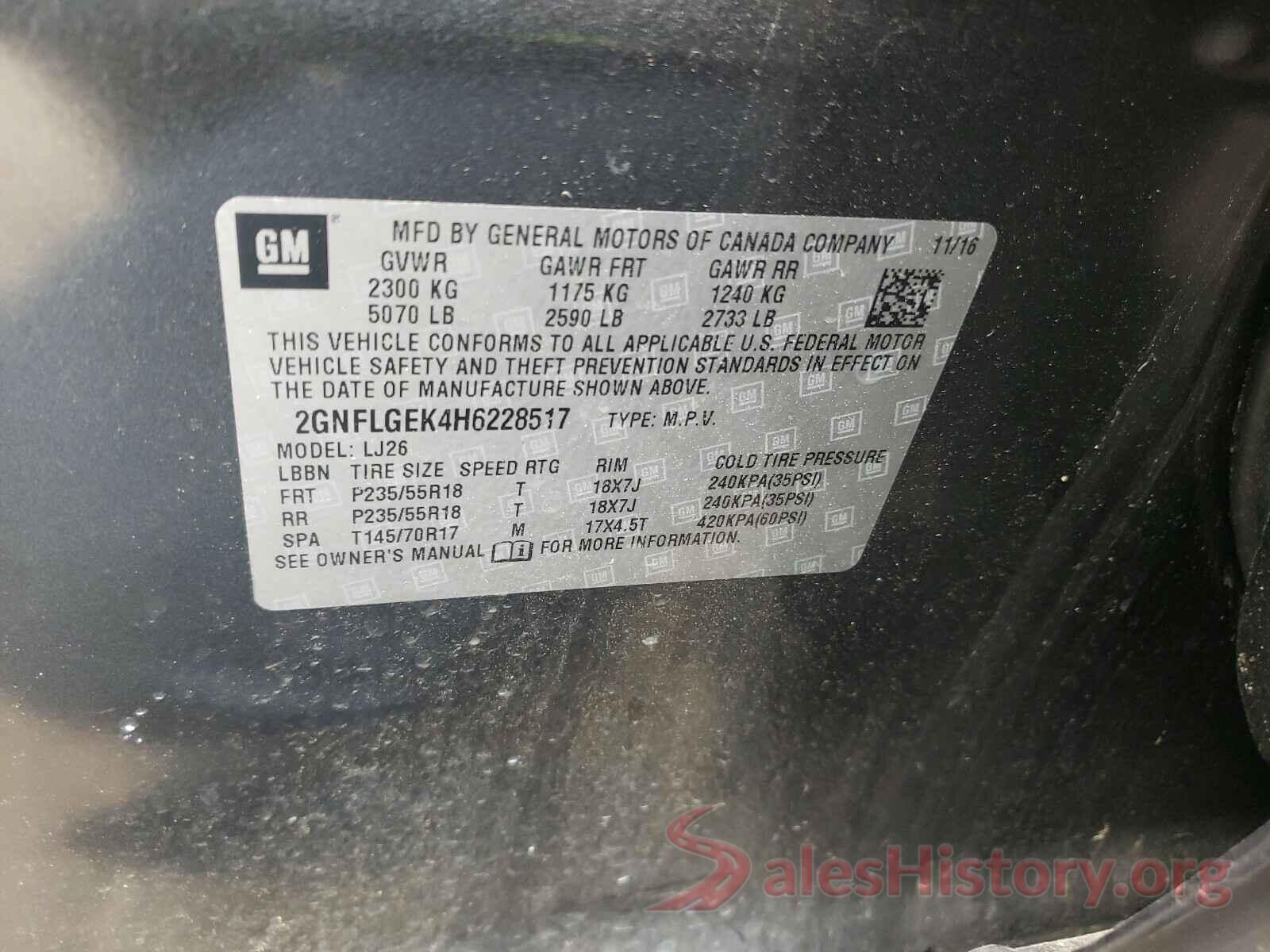 2GNFLGEK4H6228517 2017 CHEVROLET EQUINOX