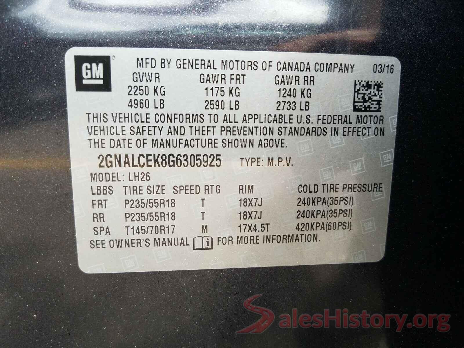 2GNALCEK8G6305925 2016 CHEVROLET EQUINOX