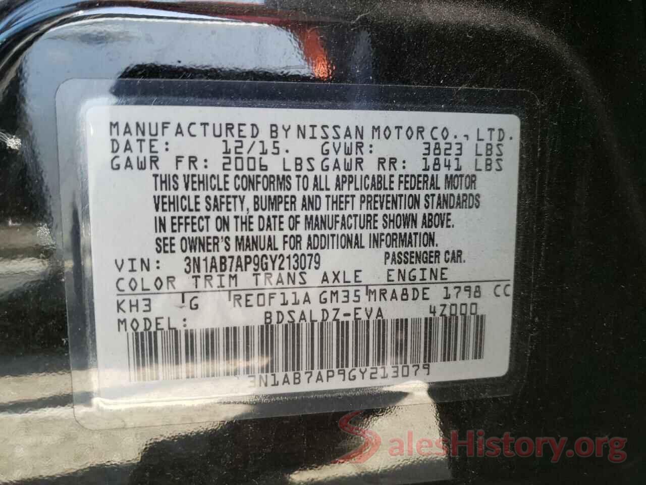 3N1AB7AP9GY213079 2016 NISSAN SENTRA