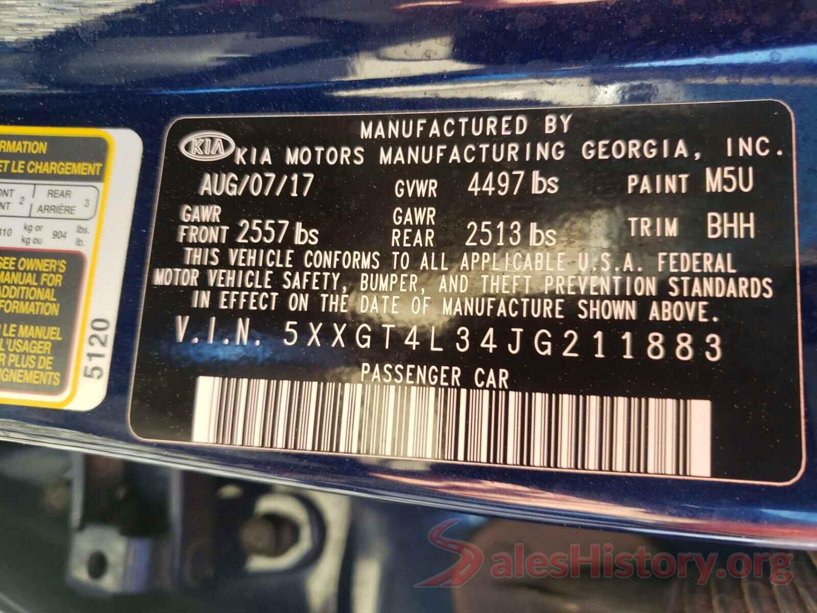 5XXGT4L34JG211883 2018 KIA OPTIMA