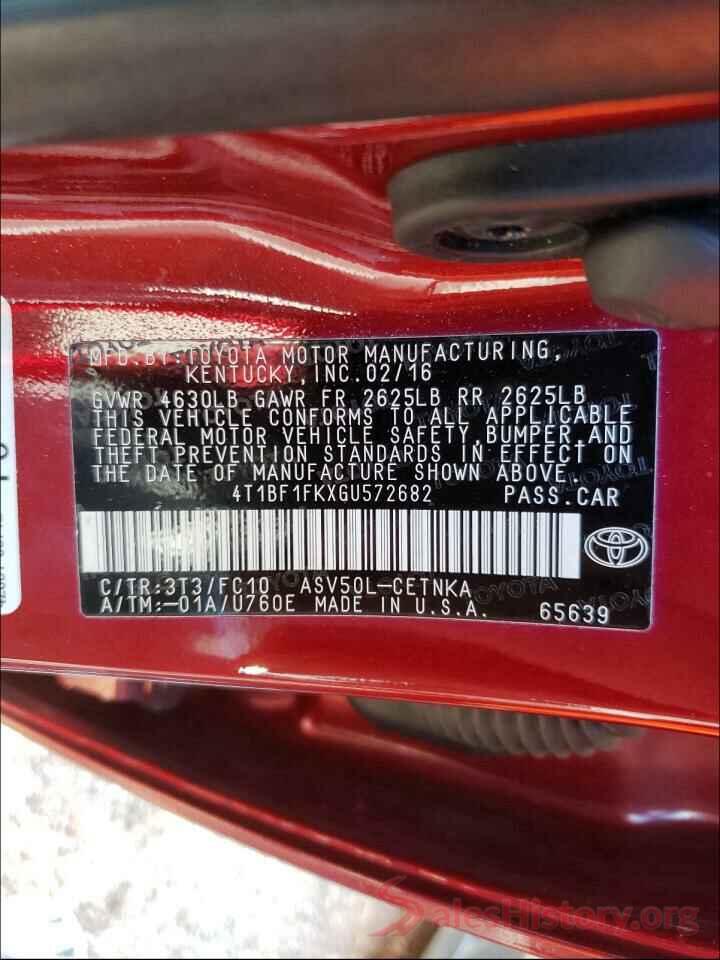 4T1BF1FKXGU572682 2016 TOYOTA CAMRY