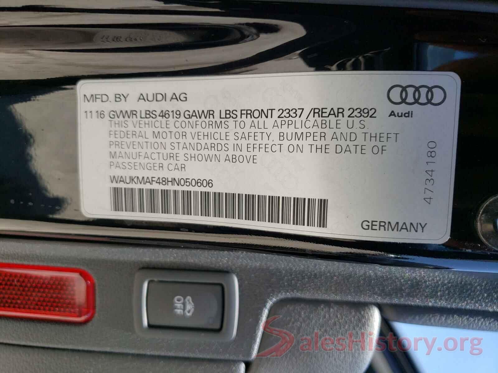 WAUKMAF48HN050606 2017 AUDI A4