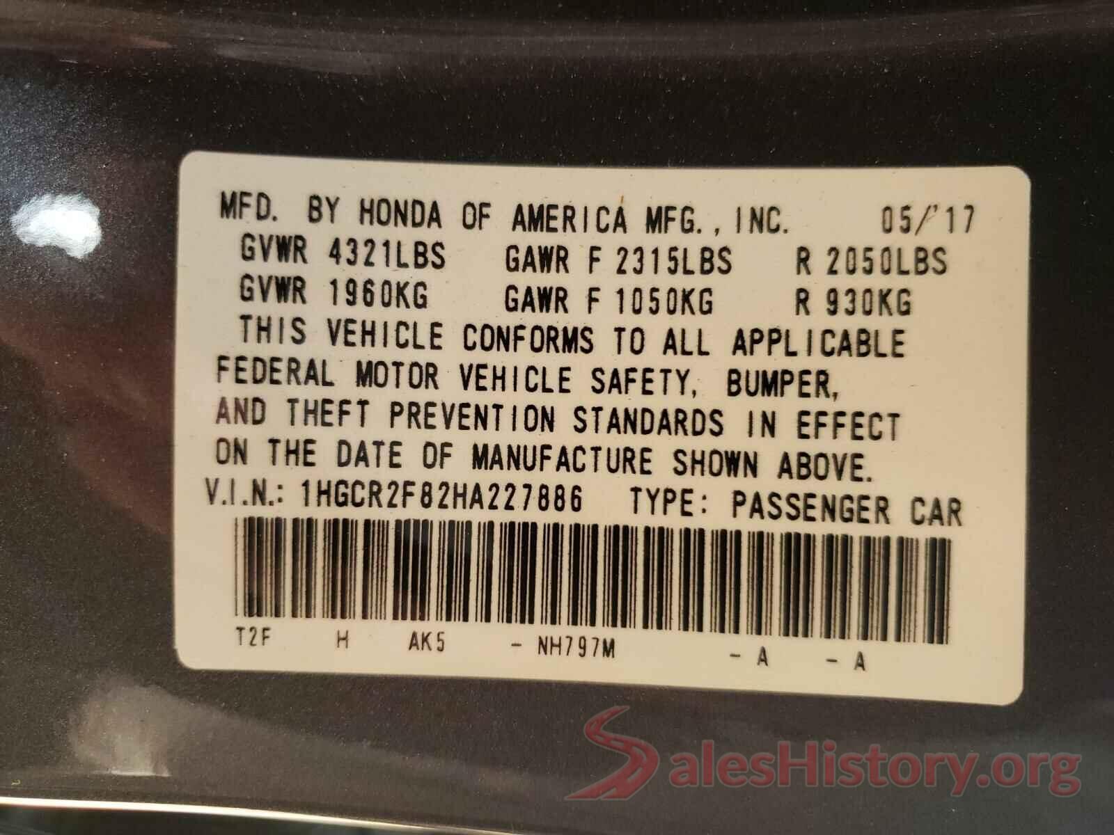 1HGCR2F82HA227886 2017 HONDA ACCORD