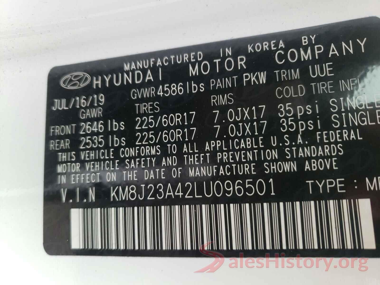 KM8J23A42LU096501 2020 HYUNDAI TUCSON