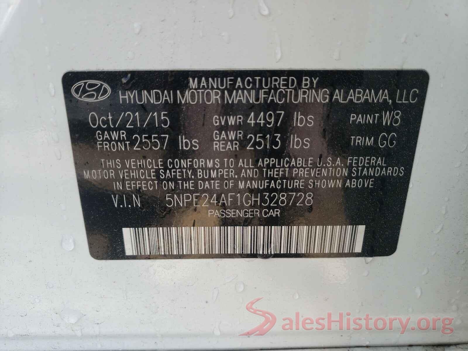 5NPE24AF1GH328728 2016 HYUNDAI SONATA