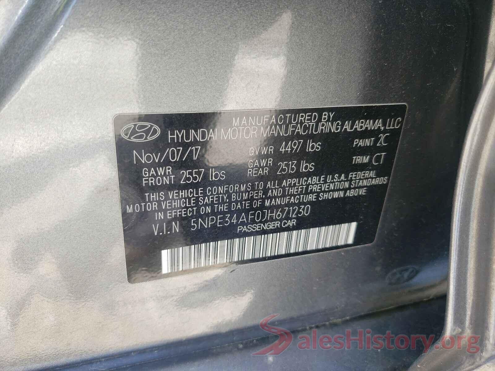 5NPE34AF0JH671230 2018 HYUNDAI SONATA