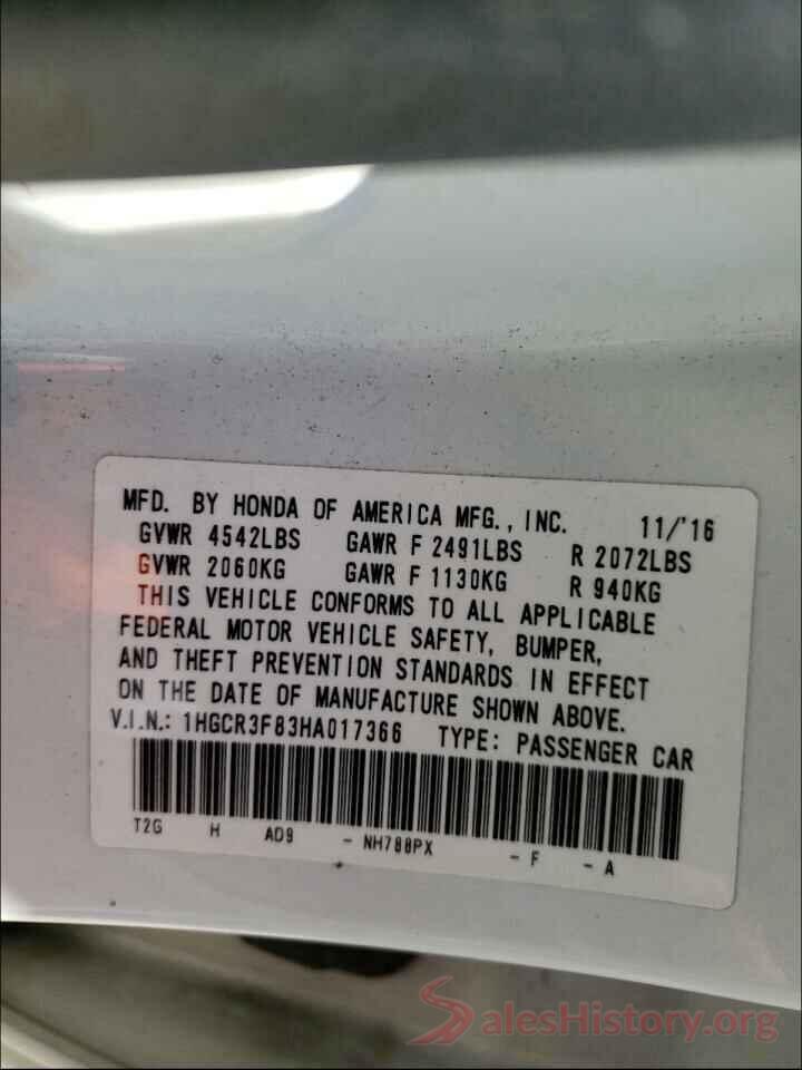 1HGCR3F83HA017366 2017 HONDA ACCORD