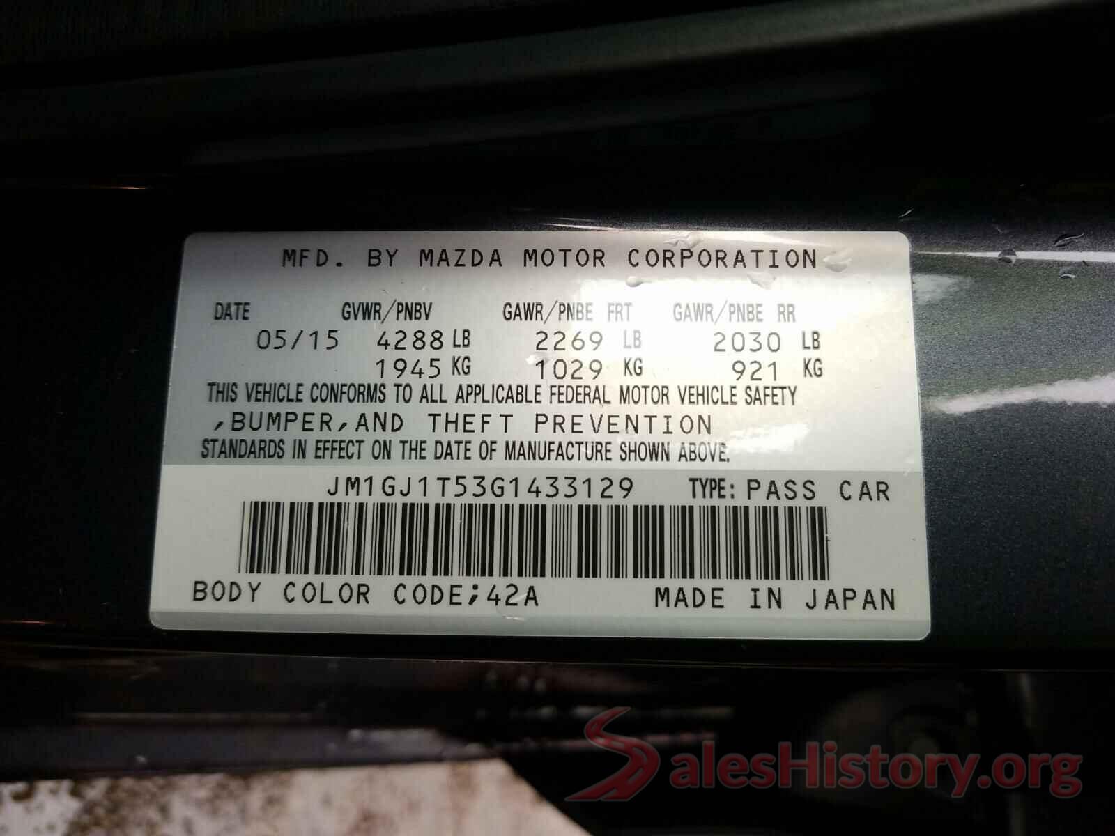 JM1GJ1T53G1433129 2016 MAZDA 6