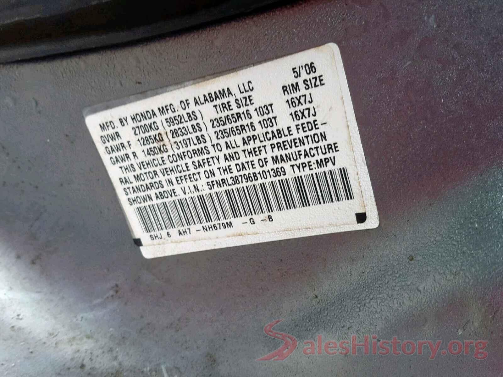 5FNRL38796B101369 2006 HONDA ODYSSEY EX