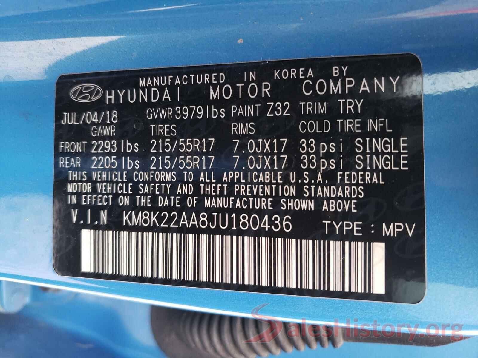 KM8K22AA8JU180436 2018 HYUNDAI KONA