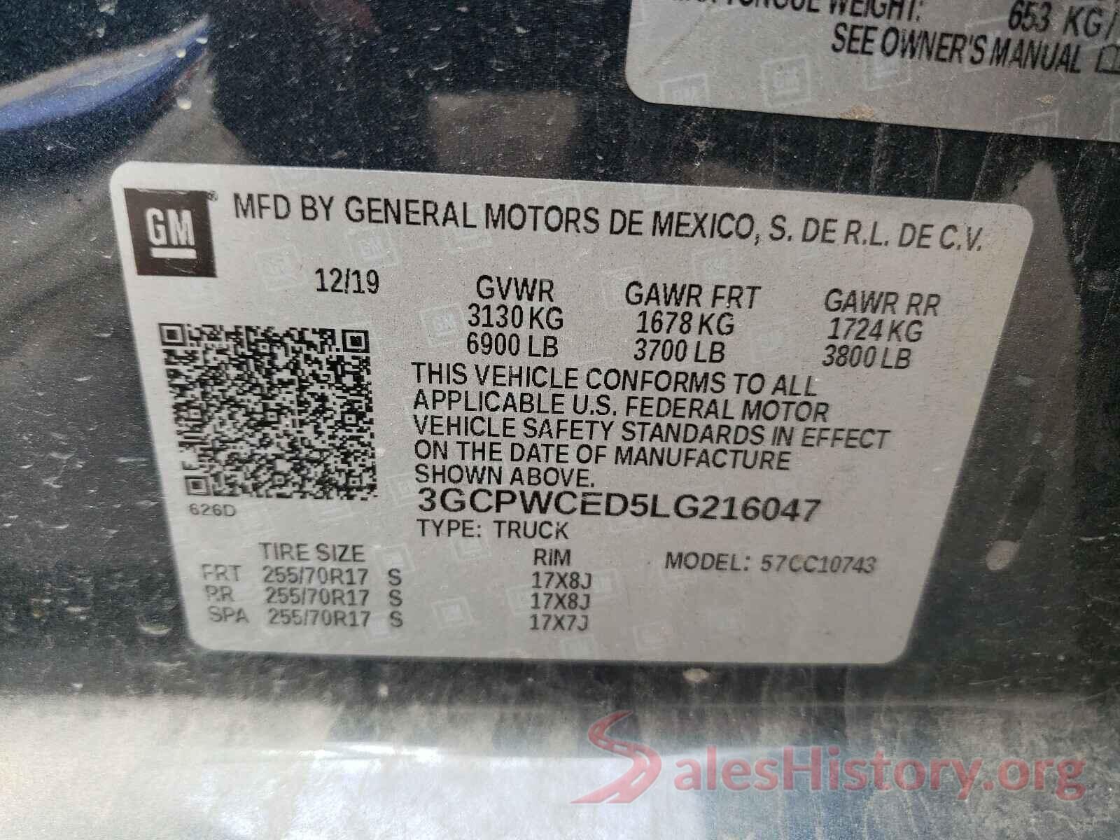 3GCPWCED5LG216047 2020 CHEVROLET SILVERADO