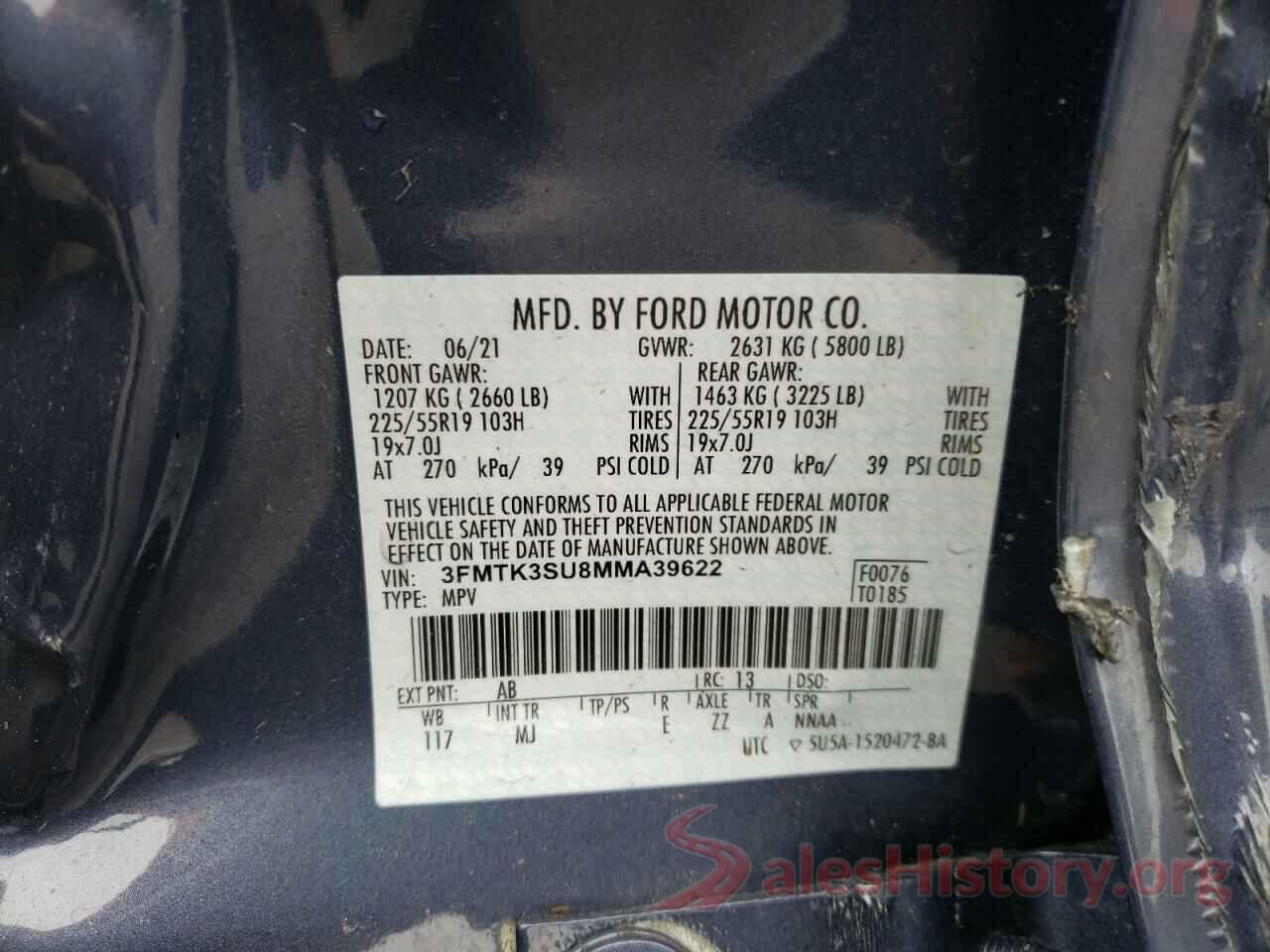 3FMTK3SU8MMA39622 2021 FORD MUSTANG