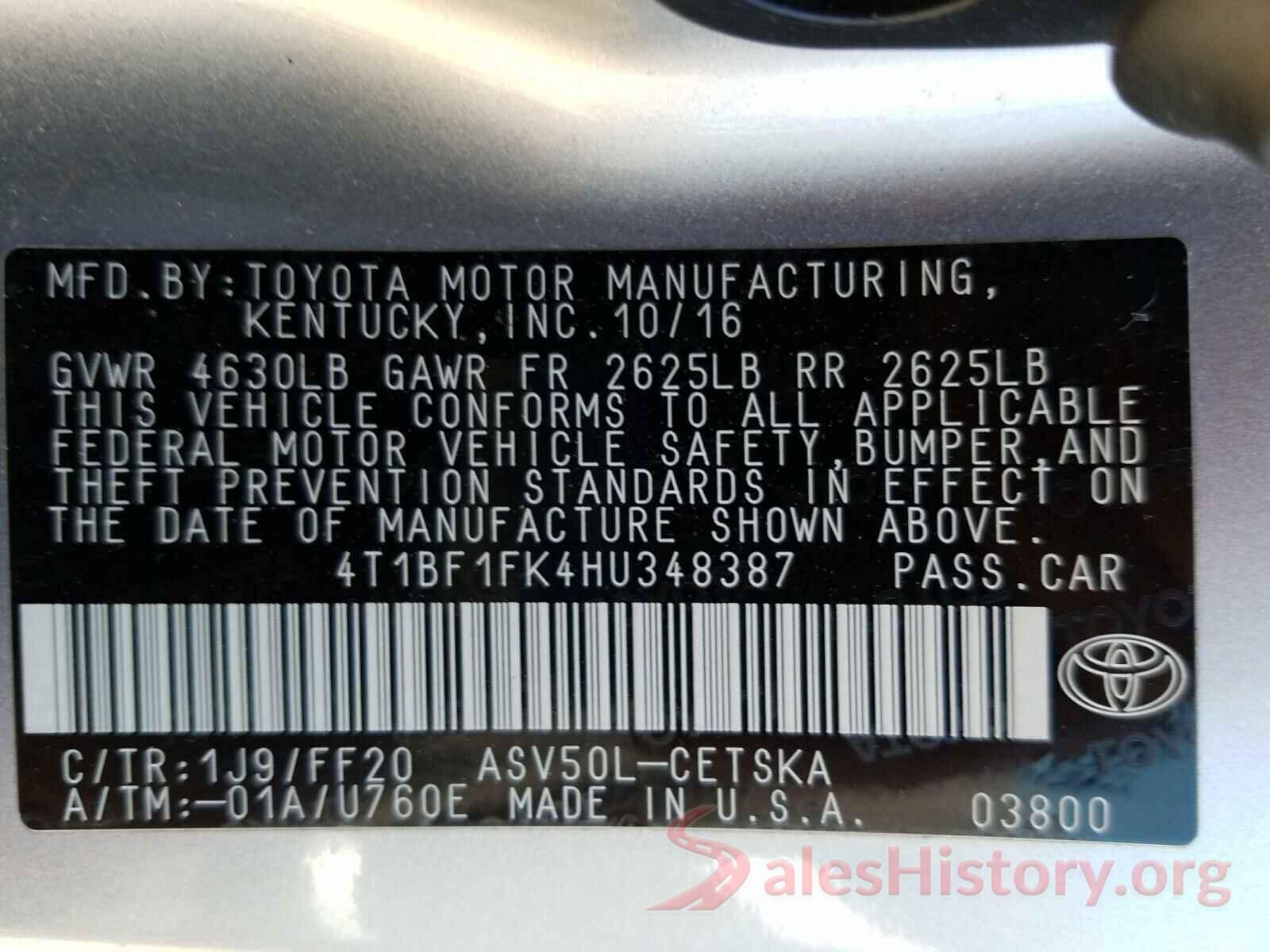 4T1BF1FK4HU348387 2017 TOYOTA CAMRY