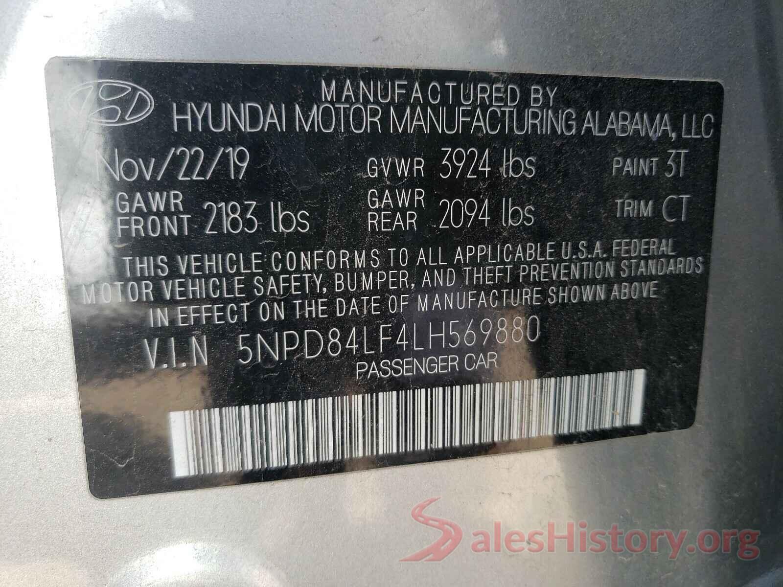 5NPD84LF4LH569880 2020 HYUNDAI ELANTRA