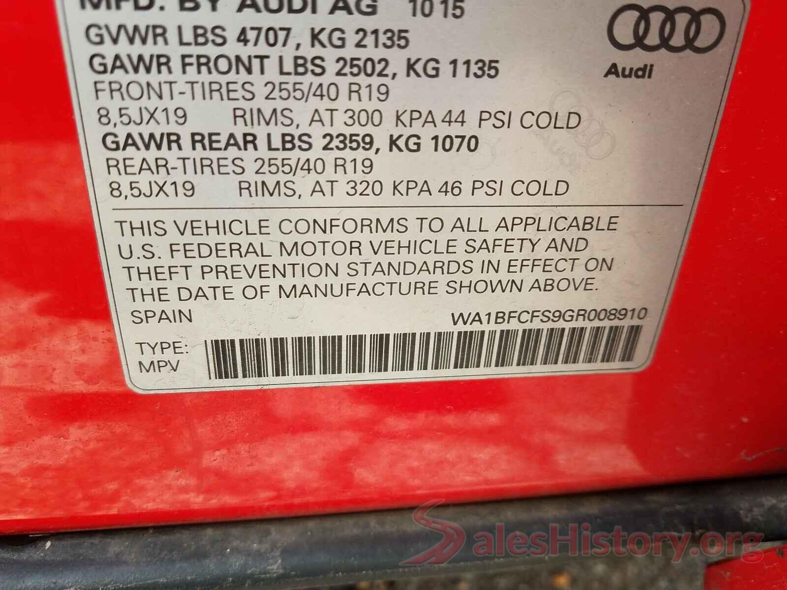 WA1BFCFS9GR008910 2016 AUDI Q3