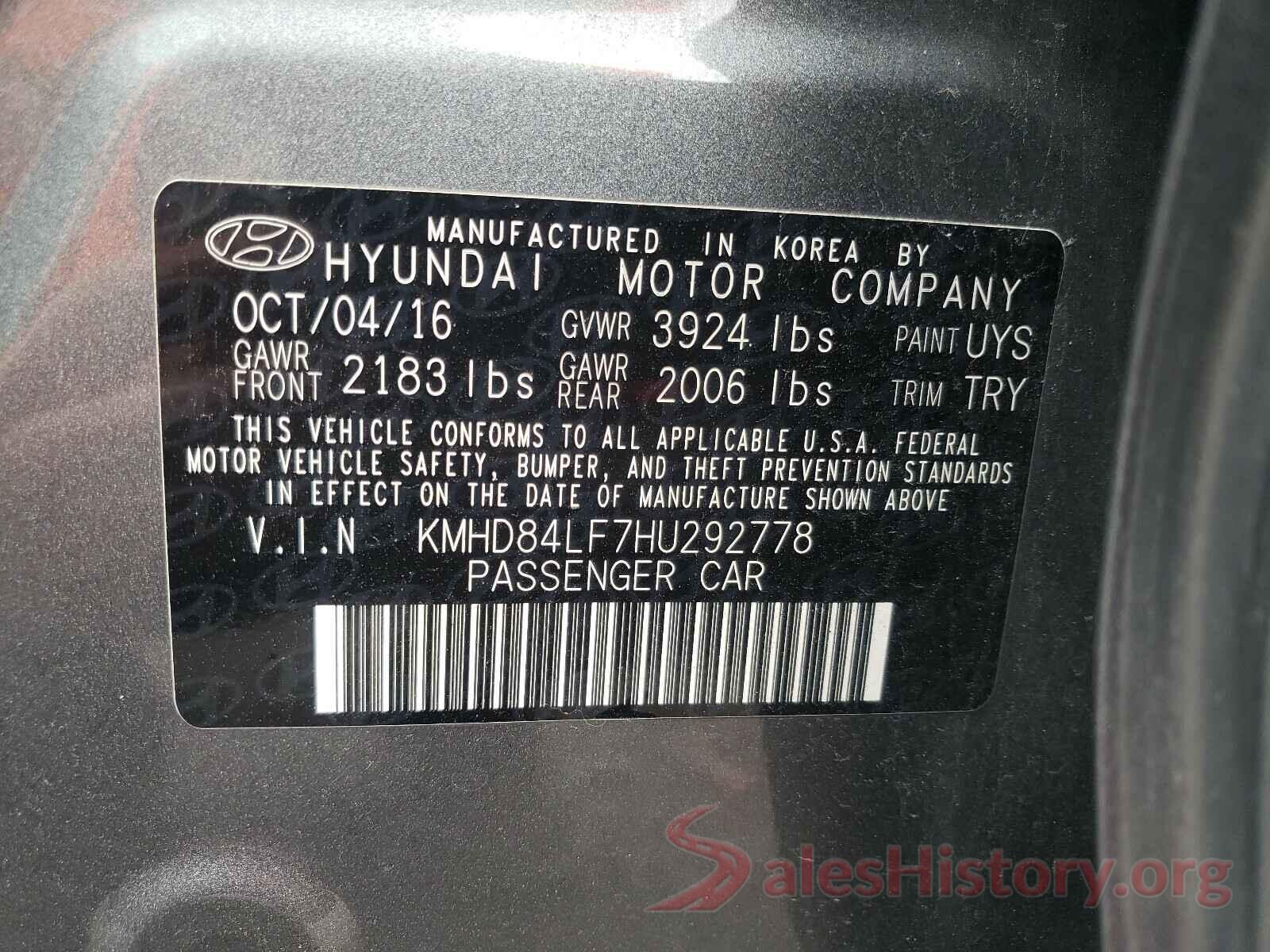 KMHD84LF7HU292778 2017 HYUNDAI ELANTRA