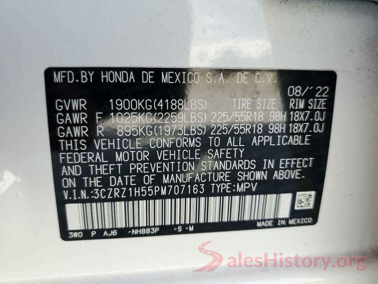 3CZRZ1H55PM707163 2023 HONDA HR-V